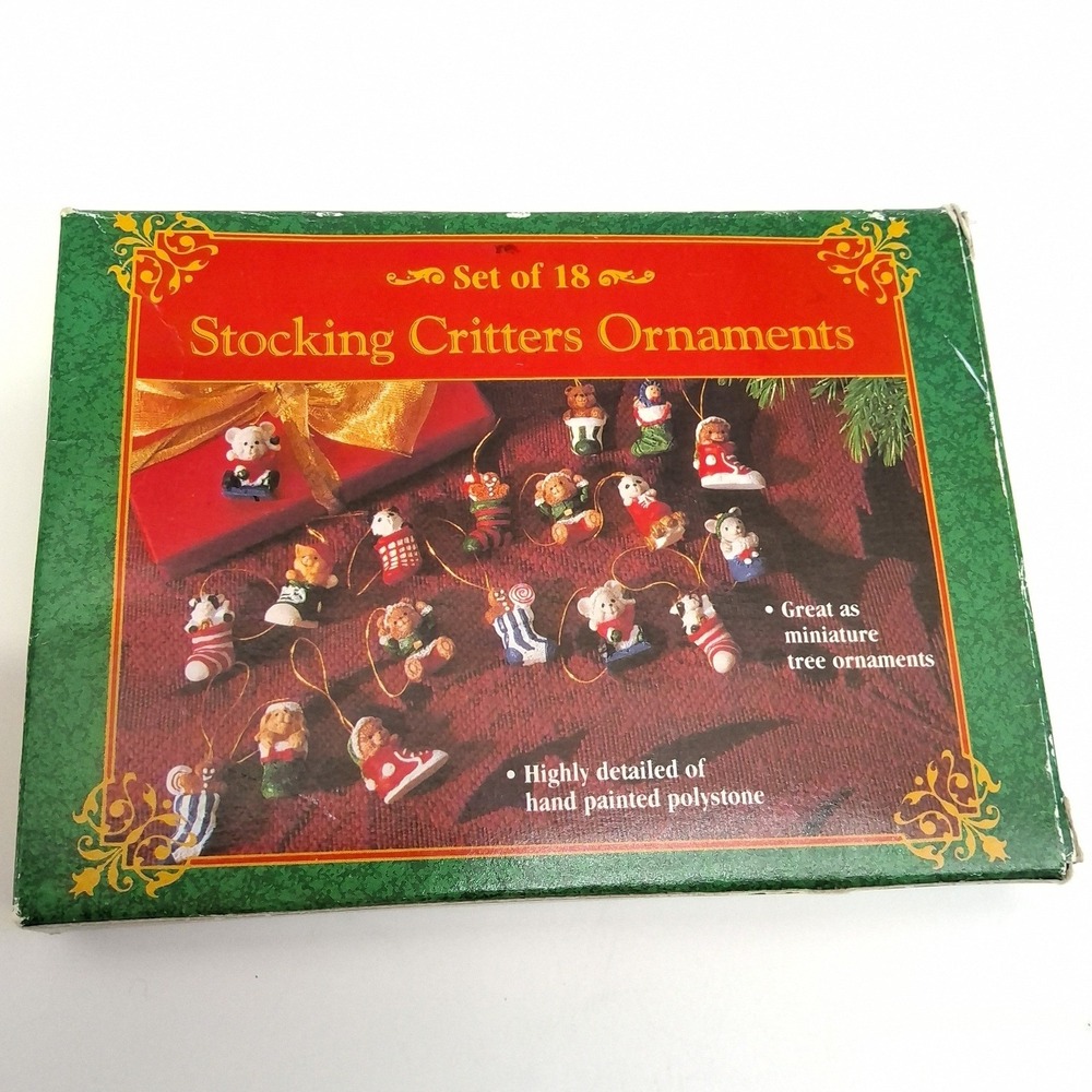 NIB Vintage Set 18 Stocking Critters Animals Ornaments Christmas Hand Painted